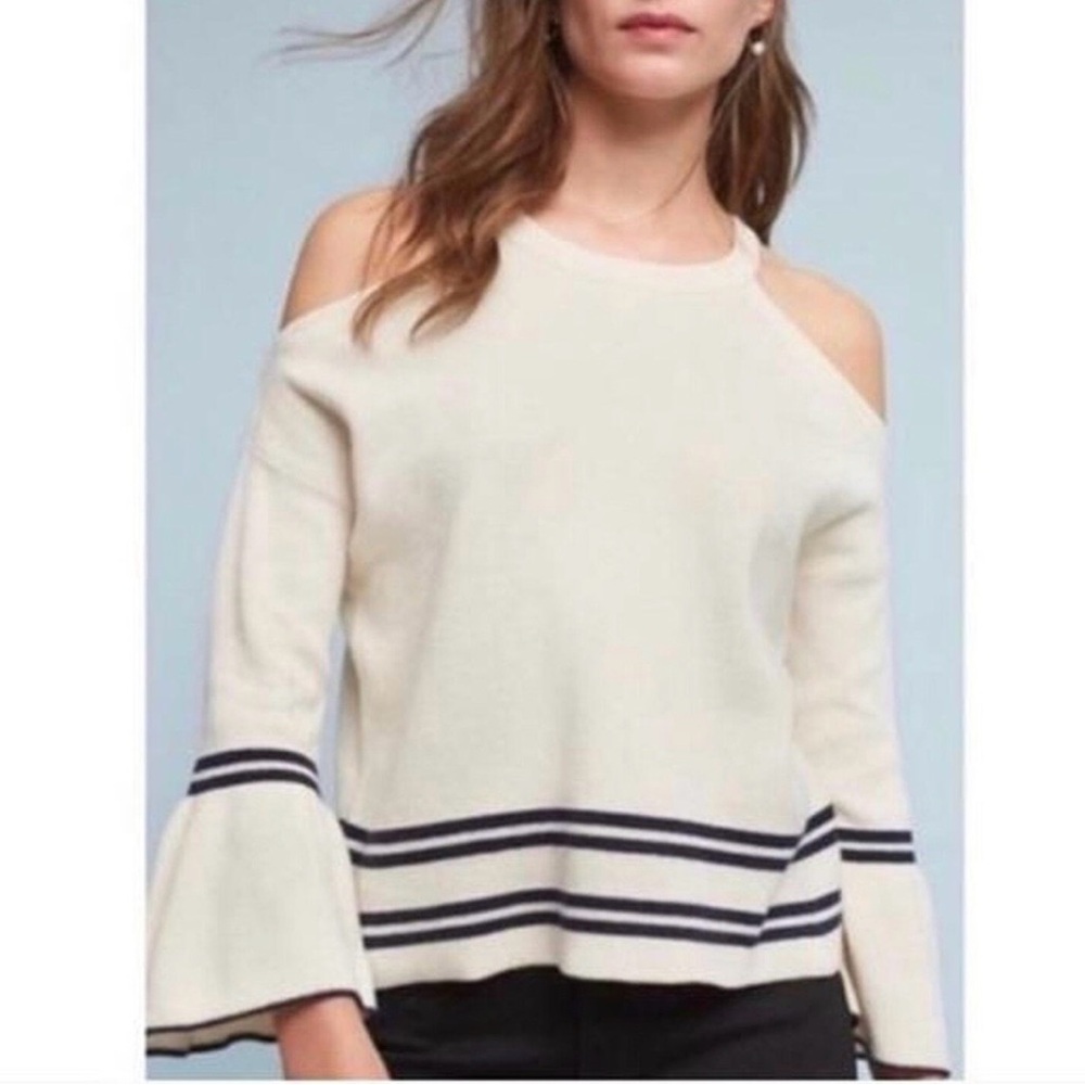 ANTHROPOLOGIE- Honey Punch Cold Shoulder Blouse